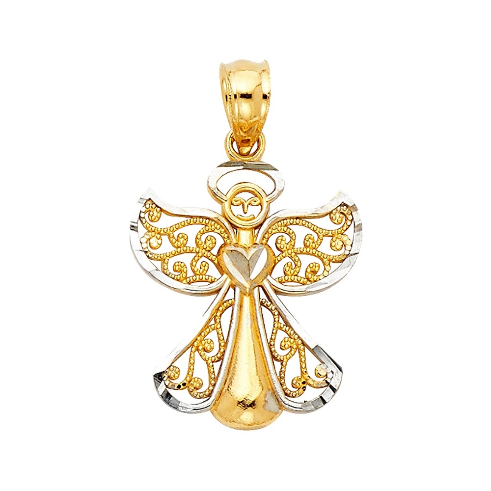14K Two Tone Angel Pendant